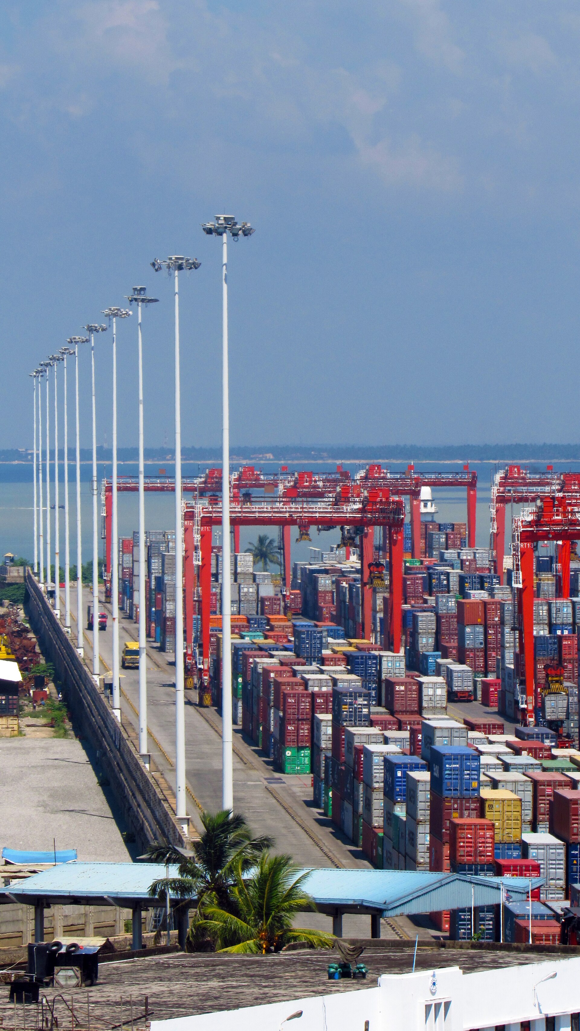 Containers and cranes at Colombo Harbour